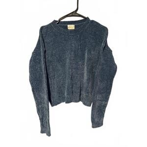 Poof Apparel Women's Blue Chenille Knit Sweater
